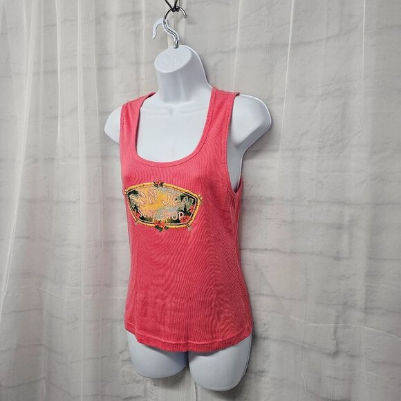 Ron Jon Surf Shop Bubble Gum Pink Ribbed Tank Top Beach Tropical Tikki M - Picture 5 of 9